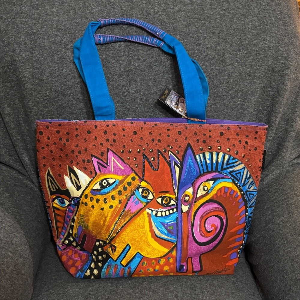 Laurel Burch Multicolor Animal Art Tote